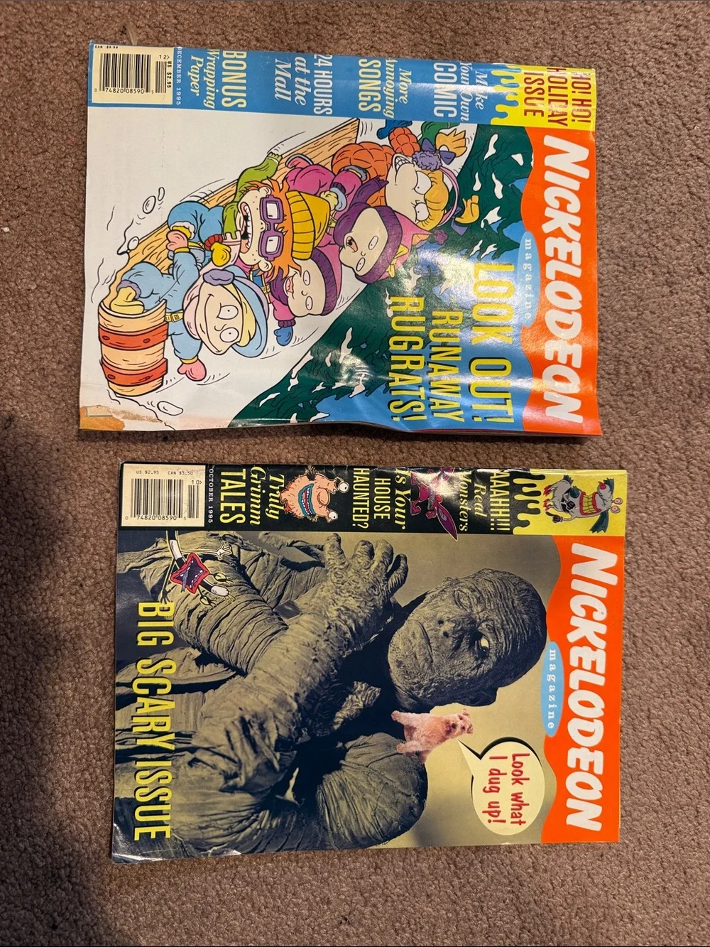 Vintage 1995 Nickelodeon Magazines. December and October editions.